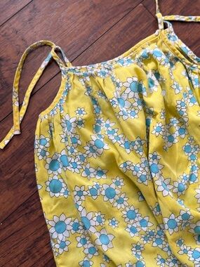 Vintage Sears Girls Yellow Floral Sundress Blue White Flowers Spring Summer | 6